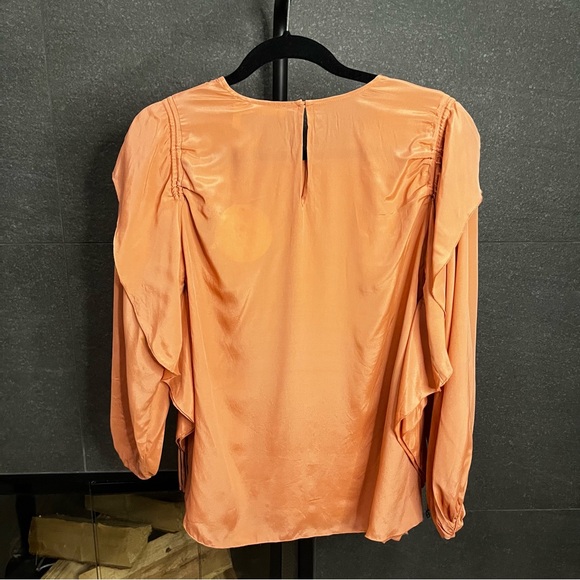 See By Chloe Silk Blend Ruffle Long Sleeve Blouse Size 34 - Picture 11 of 16